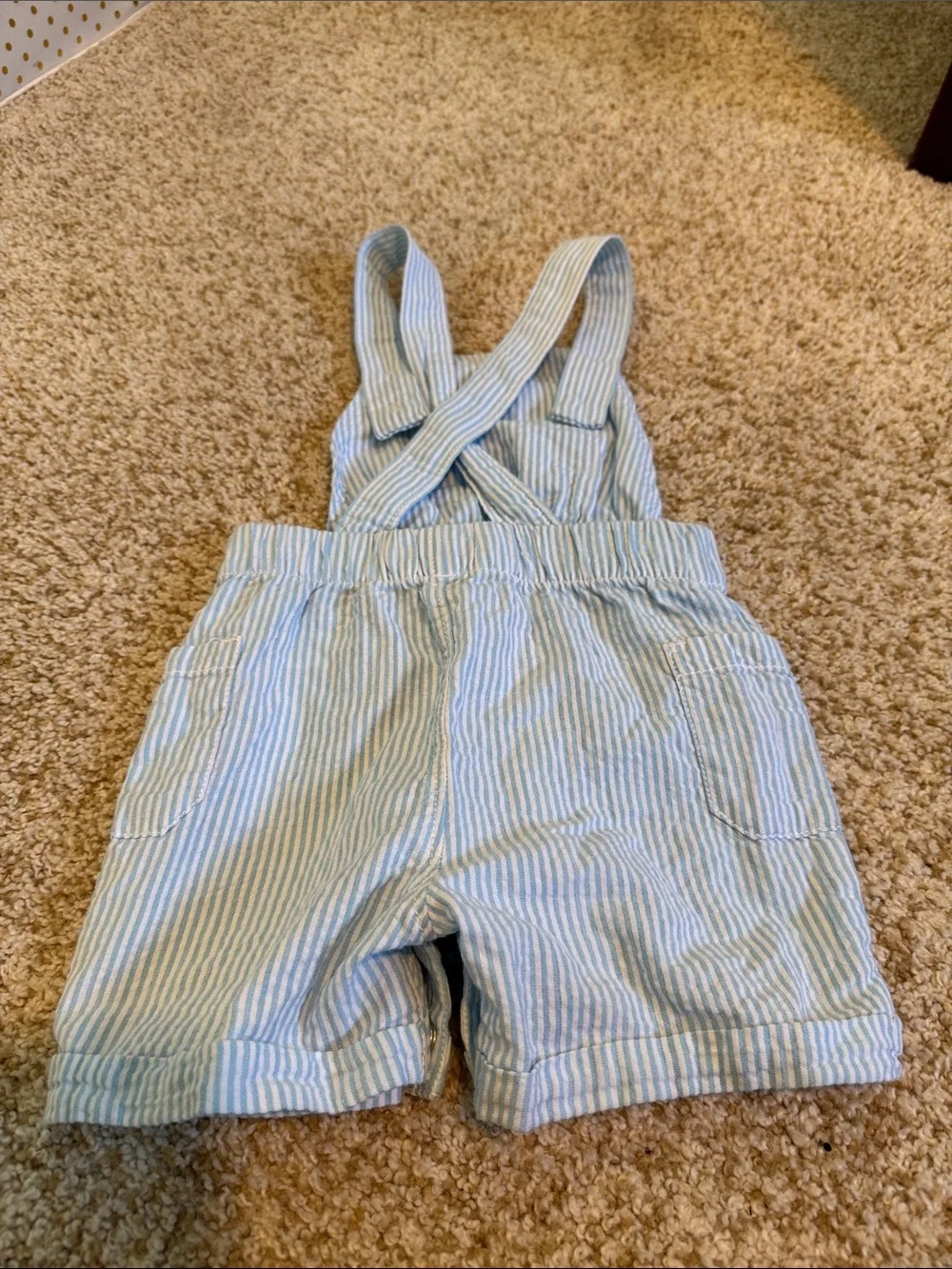 Hatley Light Blue & White Striped Baby Overalls